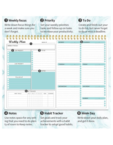 Planificador Semanal Regolden-Book 52 Semanas 21.6x27.9 cm