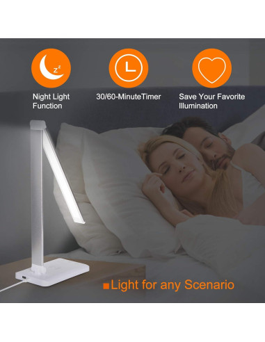 Lámpara de Escritorio LED Himigo con Cargador Inalámbrico