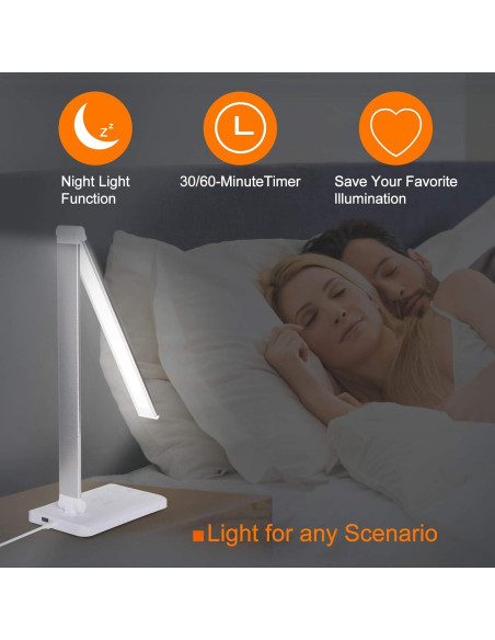 Lámpara de Escritorio LED Himigo con Cargador Inalámbrico