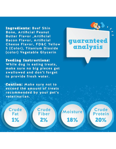 Huesos Rellenos para Perros Jack&Pup 5-6" - Paquete de 3