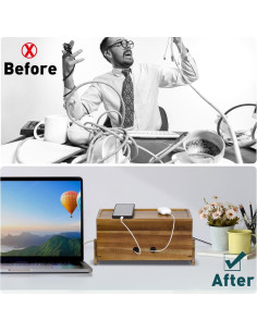 Caja de Gestión de Cables de Madera de Acacia Extra Grande 2