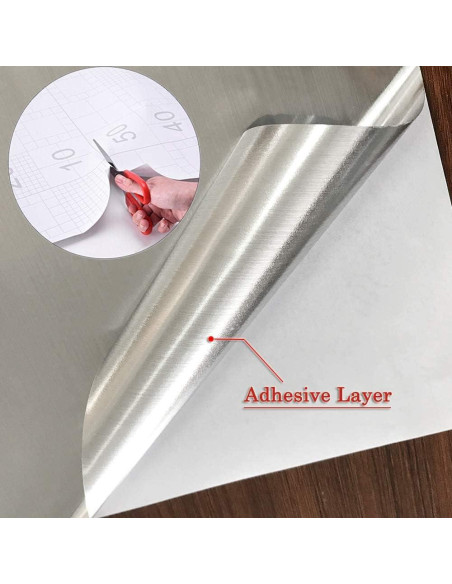 Papel Contacto Autoadhesivo YENHOME 61x299 cm Acero Inoxidable Plateado