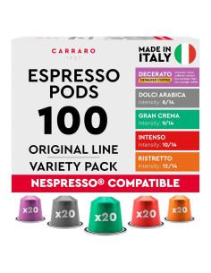 Cápsulas de Espresso CARRARO - 100 Unidades Compatibles Nespresso
