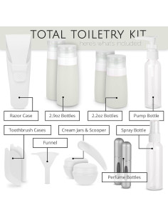 Kit de Botellas de Viaje Free Hand - 16 Piezas Aprobadas TSA 2