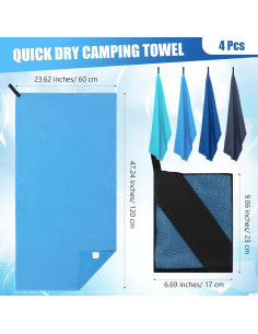 Juego de 4 Toallas de Camping Microfibra Hahafelt 120x60cm 2