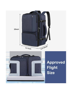 Mochila de Mano Vancropak 47L Expandible Azul Aprobada por Aerolíneas 2