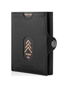 Billetera de Cuero Compacta TRUSADOR Valencia Unisex RFID Negra