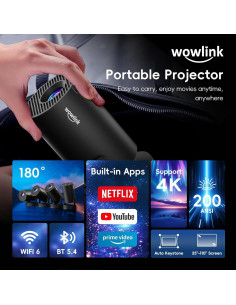 Mini Proyector Wowlink W210 4K 1080P WiFi 6 Bluetooth 5.4 2