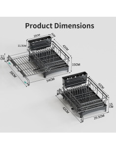 Escurridor de Platos Grande SILUB Negro Expandible 40.6-62 cm 2