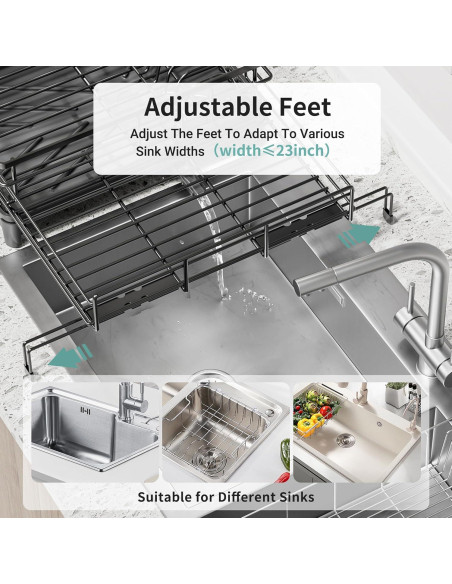 Escurridor de Platos Grande SILUB Negro Expandible 40.6-62 cm