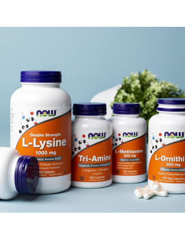 NOW Foods Tri-Amino 120 Cápsulas - L-Arginina, L-Ornitina, L-Lisina