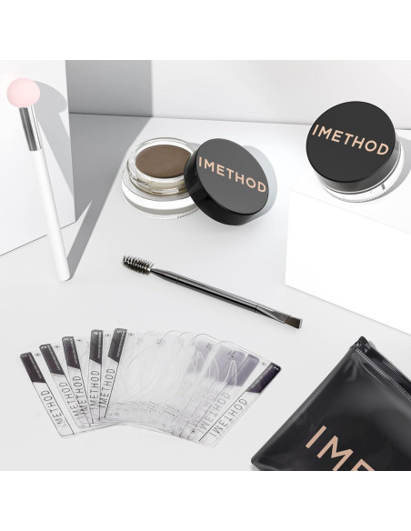 Kit de Sello de Cejas iMethod - Plantillas y Pomada Marrón Oscuro