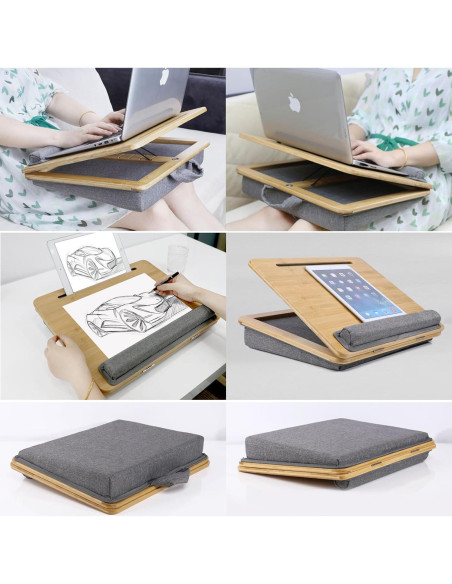 Escritorio Ajustable para Laptop SANJIMO con Cojín de Bambú