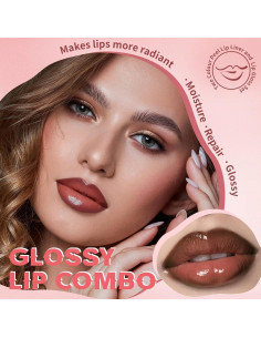 Combo de Lápiz Labial Peel Off HOSAILY 2 Colores + Brillo Hidratante 2