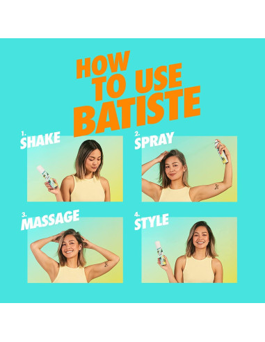 Champú Seco Batiste Tropical 190 g - Refresca y Absorbe Aceite