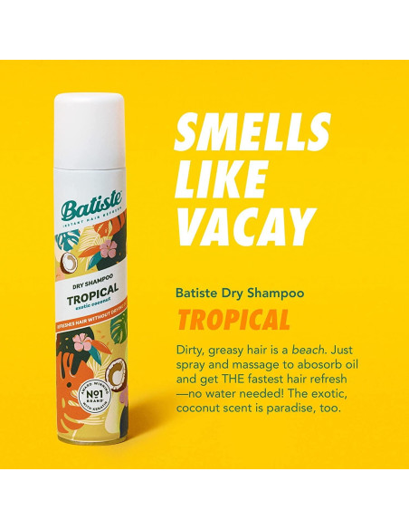 Champú Seco Batiste Tropical 190 g - Refresca y Absorbe Aceite Champú Seco Batiste Tropical 190 g - Refresca y Absorbe Aceite