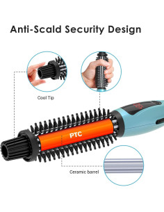 Cepillo de Rizado PHOEBE Cerámico Tourmalina 2.54 cm Doble Voltaje 2