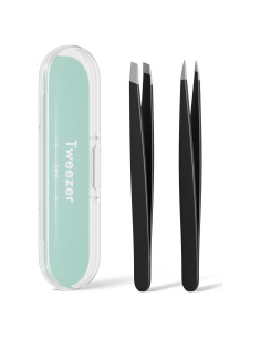 Juego de Pinzas de Precisión 2 Piezas Acero Inoxidable Negro