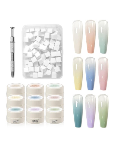 Kit de Esmalte de Uñas en Gel GAOY 9 Colores Ombre 2.5g