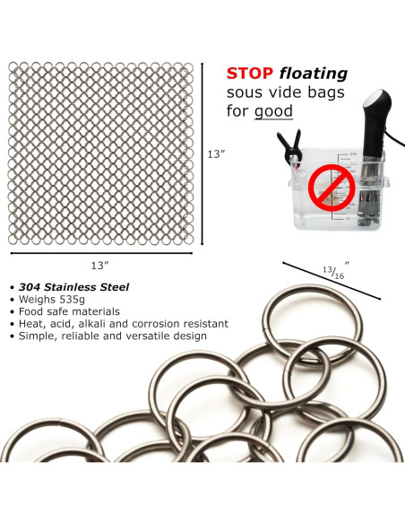 Pesas Sous Vide TopHat 0.54 kg Acero Inoxidable Clips