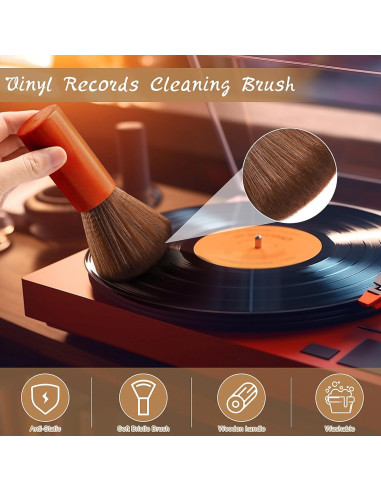 Kit de 3 Cepillos de Limpieza de Discos de Vinilo Ziliny