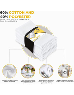 Servilletas de Tela Blancas Utopia Kitchen 45.72x45.72 cm Paquete de 12 2