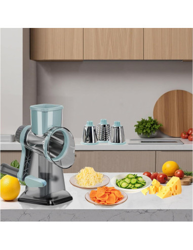 Rallador de Queso Rotatorio GOTOSOBAY con Mango y 3 Cuchillas