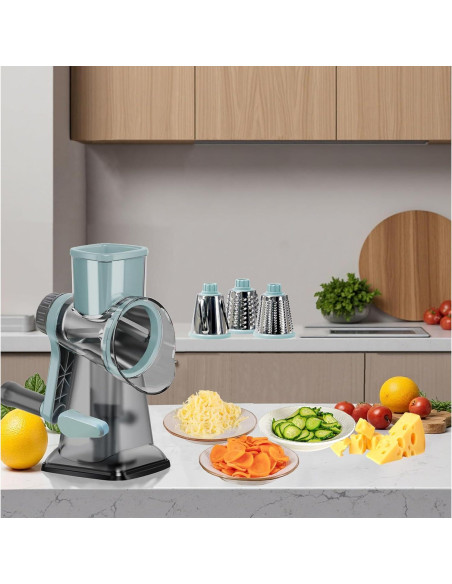 Rallador de Queso Rotatorio GOTOSOBAY con Mango y 3 Cuchillas