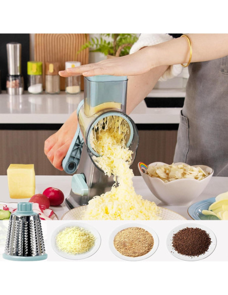 Rallador de Queso Rotatorio GOTOSOBAY con Mango y 3 Cuchillas