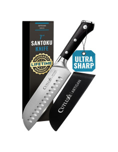 Cuchillo Santoku Cutluxe 17.78 cm Acero Alto Carbono Ergonomico