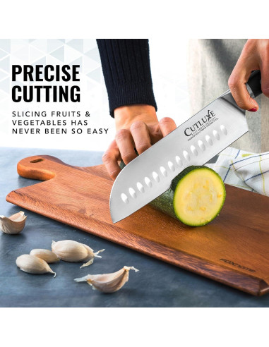 Cuchillo Santoku Cutluxe 17.78 cm Acero Alto Carbono Ergonomico