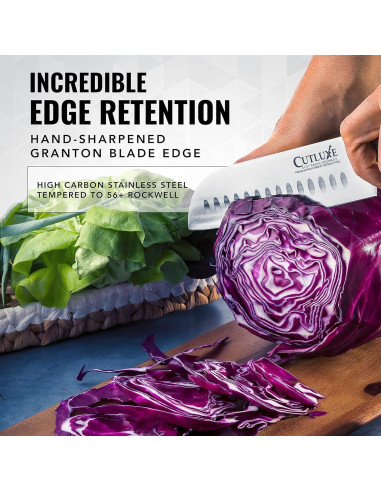 Cuchillo Santoku Cutluxe 17.78 cm Acero Alto Carbono Ergonomico