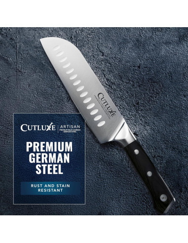 Cuchillo Santoku Cutluxe 17.78 cm Acero Alto Carbono Ergonomico