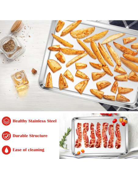 Bandeja para Hornear E-far 44.5x33 cm Acero Inoxidable Apta Lavavajillas