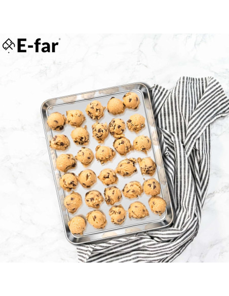 Bandeja para Hornear E-far 44.5x33 cm Acero Inoxidable Apta Lavavajillas