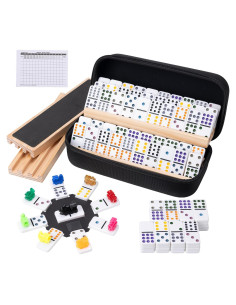 Juego de Dominó Mexicano Doble 12 con 91 Fichas y Soportes