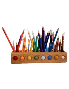 Soporte de Madera para Lápices 8 Agujeros Montessori