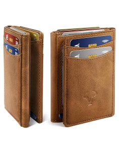 Billetera delgada Bulliant para hombres con bloqueo RFID 12 tarjetas