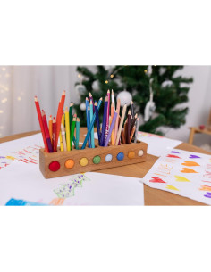 Soporte de Madera para Lápices 8 Agujeros Montessori 2