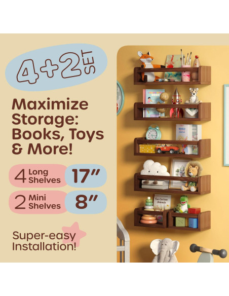 Estanterías de Libros HOMEY PANDA 4 Largas + 2 Mini Marrón Estanterías de Libros HOMEY PANDA 4 Largas + 2 Mini Marrón