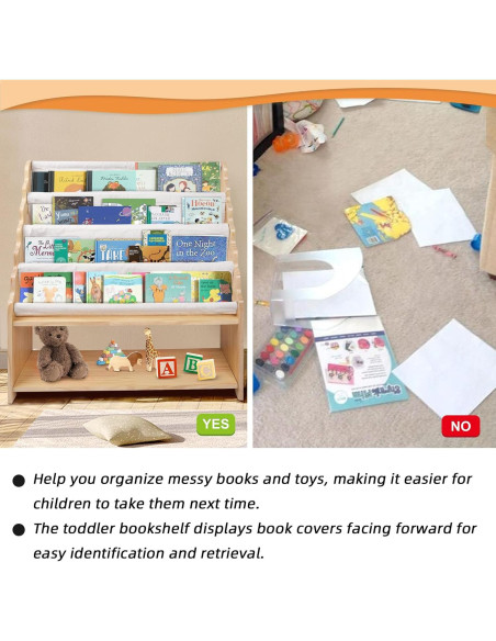 Estante de Libros para Niños JGMZTZT 4 Niveles Madera 85.8x30x88.9cm