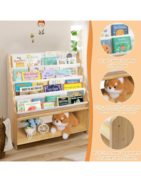 Estante de Libros para Niños JGMZTZT 4 Niveles Madera 85.8x30x88.9cm