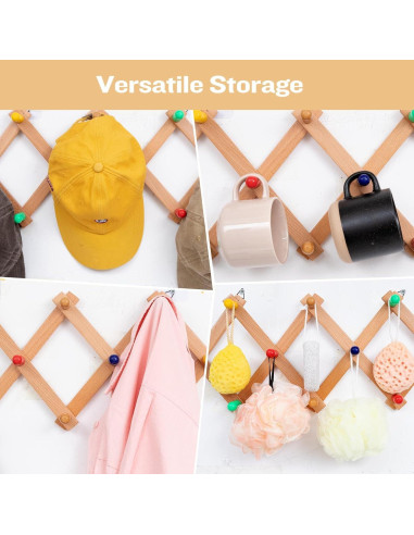 Perchero Expandible SCUNDA de Madera para Sombreros 10 Ganchos