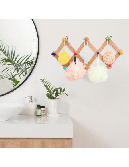 Perchero Expandible SCUNDA de Madera para Sombreros 10 Ganchos