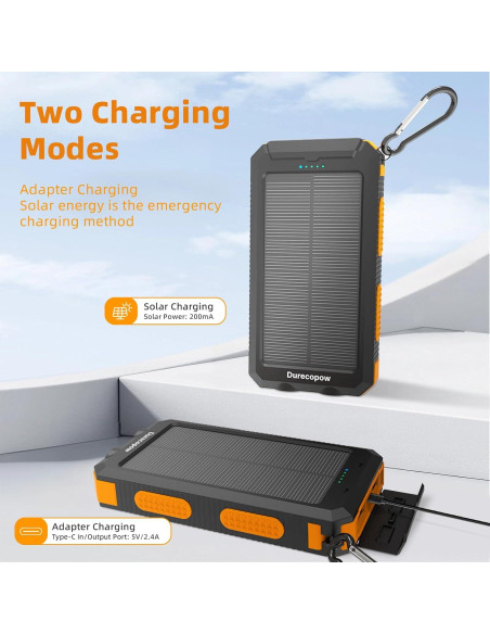 Banco de Energía Solar 20,000mAh MeliTech Cargador Portátil