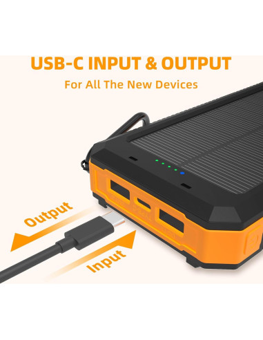 Banco de Energía Solar 20,000mAh MeliTech Cargador Portátil
