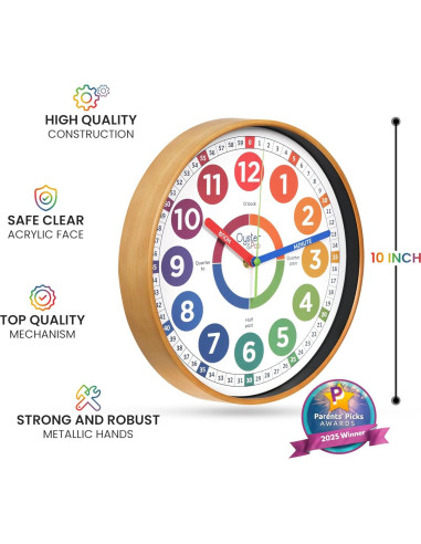Reloj de Aprendizaje Oyster&Pop 10" Multicolor para Niños