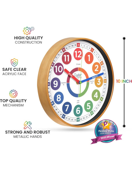 Reloj de Aprendizaje Oyster&Pop 10" Multicolor para Niños