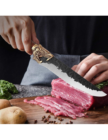 Cuchillo de Deshuese Forjado a Mano Purple Dragon 18 cm