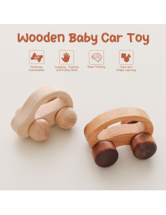 Juguetes de Coche de Madera Montessori Chriswell 2 Piezas 2